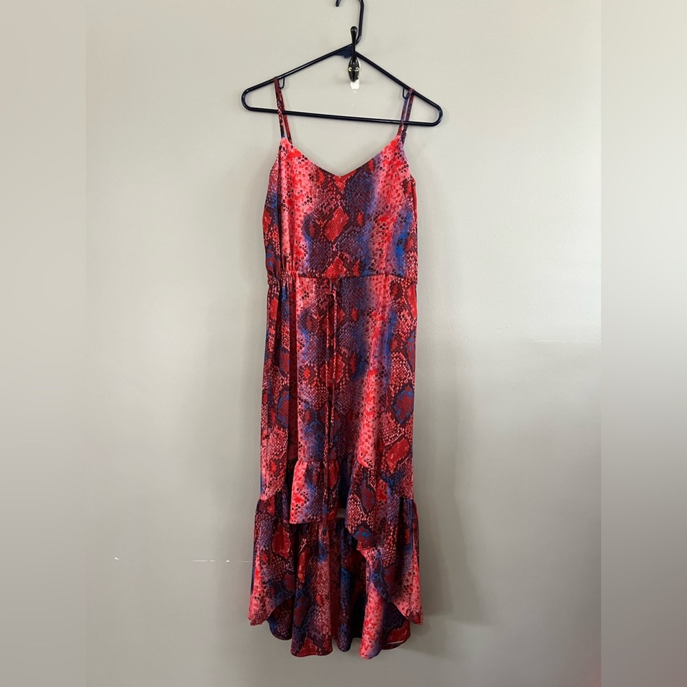 Anthropologie DREW Boho Midi Dress - Snake Print Red‎ Pink Purple Flowy